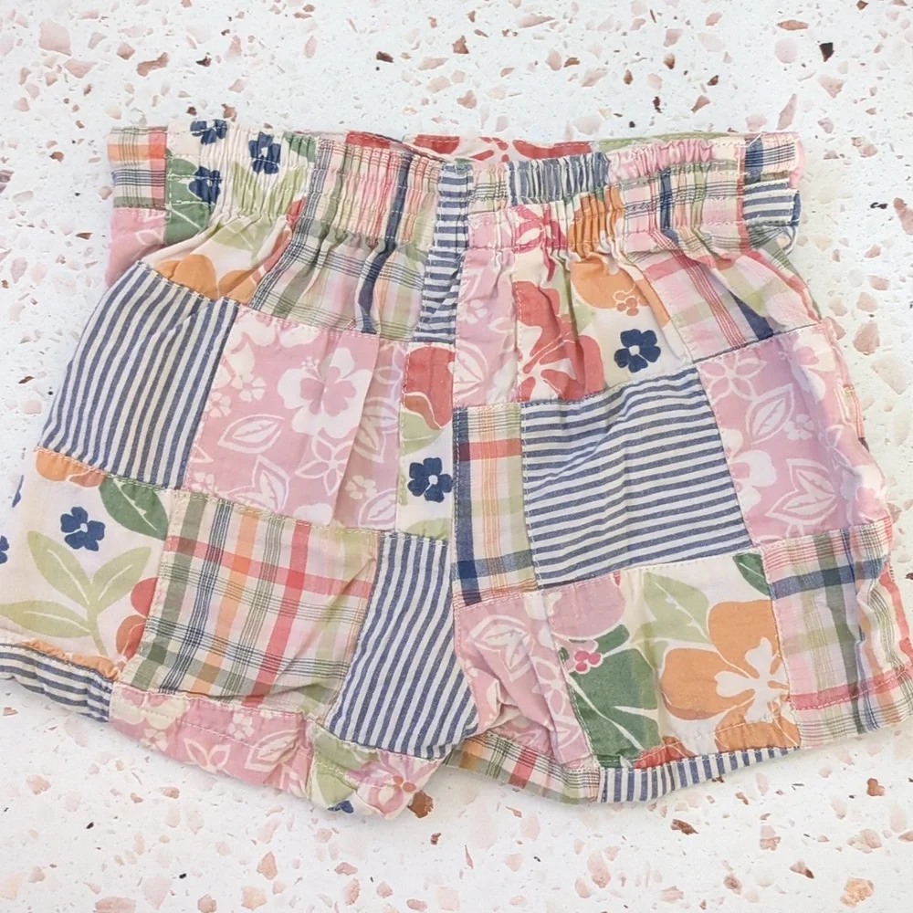 Gymboree | Cotton Madras Shorts- Stitched Patchwork | 18-24 M